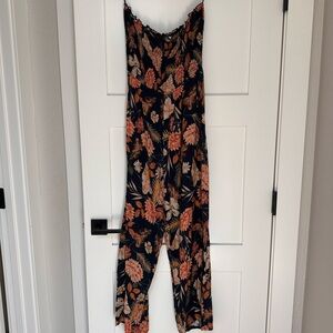 Floral Jumpsuit in Black and Orange